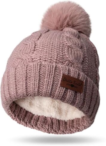 Britt's Knits Cozy Classics Pom Hat Winter Cozy Fur Pom Knit Beanie Hat Skull Cap for Women & Girls in Saudi Arabia