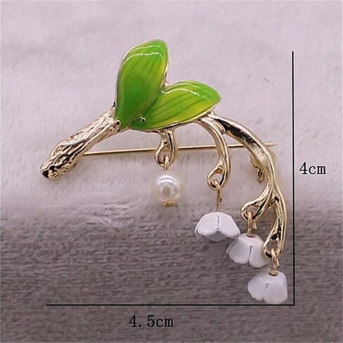 Floral Leaf Brooch Pearl Brooch Pin Lily Flower Brooches Pin Jewelry Gift for Women Green Leaves Plant Brooch Clothing Bag Scarf Decoration Green, Metal, no gemstone in Kuwait
