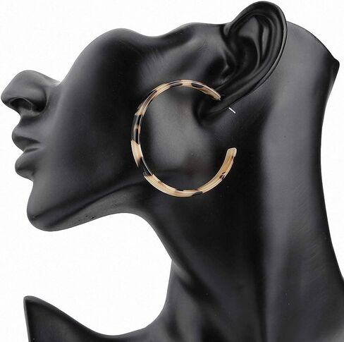 Minimalist Round Circle Earrings Women Acrylic Resin Hoop Earring Leopard Open Hoops Earring in Kuwait