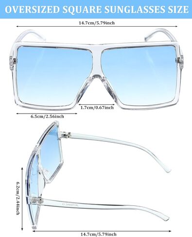 Frienda 20 Pairs Square Oversized Sunglasses for Women Men Flat Top Stylish Shades Oversize Sunglasses, 20 Designs in Saudi Arabia