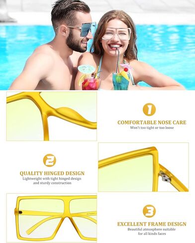 Frienda 20 Pairs Square Oversized Sunglasses for Women Men Flat Top Stylish Shades Oversize Sunglasses, 20 Designs in Saudi Arabia