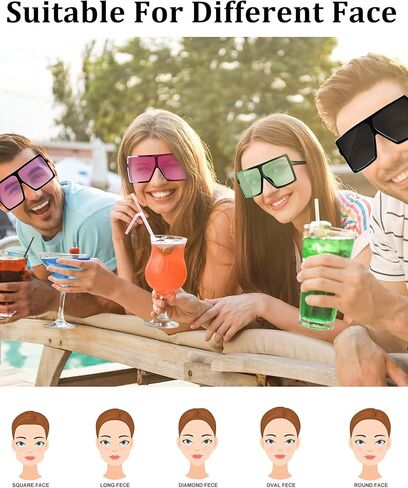 Frienda 20 Pairs Square Oversized Sunglasses for Women Men Flat Top Stylish Shades Oversize Sunglasses, 20 Designs in Saudi Arabia