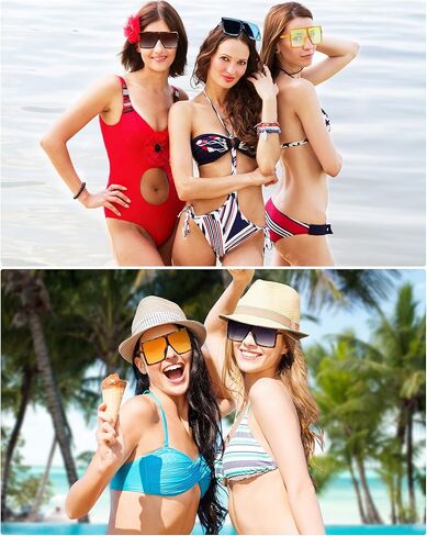 Frienda 20 Pairs Square Oversized Sunglasses for Women Men Flat Top Stylish Shades Oversize Sunglasses, 20 Designs in Saudi Arabia