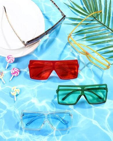 Frienda 20 Pairs Square Oversized Sunglasses for Women Men Flat Top Stylish Shades Oversize Sunglasses, 20 Designs in Saudi Arabia