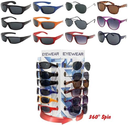 Wholesale Lot of 48 Sunglasses On 4 Panel Counter Display Polycarbonate UV400 Unisex Assorted Styles and Designs in Saudi Arabia