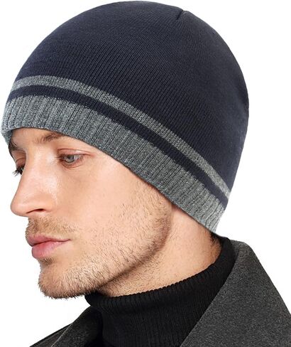 قبعة شتوية للرجال من Muryobao، أساور محبوكة دافئة، قبعة جمجمة للتزلج سادة in Kuwait