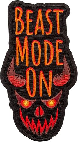 امبروفيرس Beast Mode ON Patch - اقتباسات مضحكة مطرزة بنص - شعار الكي على الرقع - المقاس: 6.9 × 12.7 سم in Kuwait