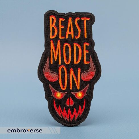 امبروفيرس Beast Mode ON Patch - اقتباسات مضحكة مطرزة بنص - شعار الكي على الرقع - المقاس: 6.9 × 12.7 سم in Kuwait