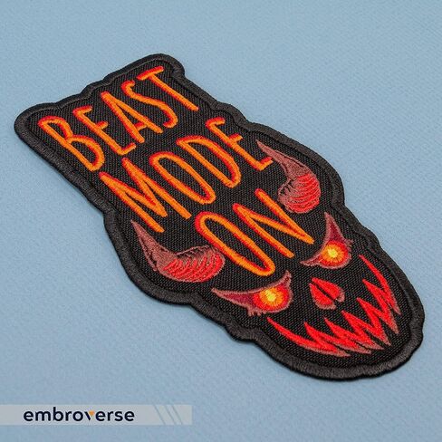 امبروفيرس Beast Mode ON Patch - اقتباسات مضحكة مطرزة بنص - شعار الكي على الرقع - المقاس: 6.9 × 12.7 سم in Kuwait