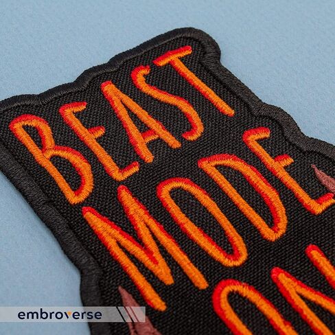 امبروفيرس Beast Mode ON Patch - اقتباسات مضحكة مطرزة بنص - شعار الكي على الرقع - المقاس: 6.9 × 12.7 سم in Kuwait