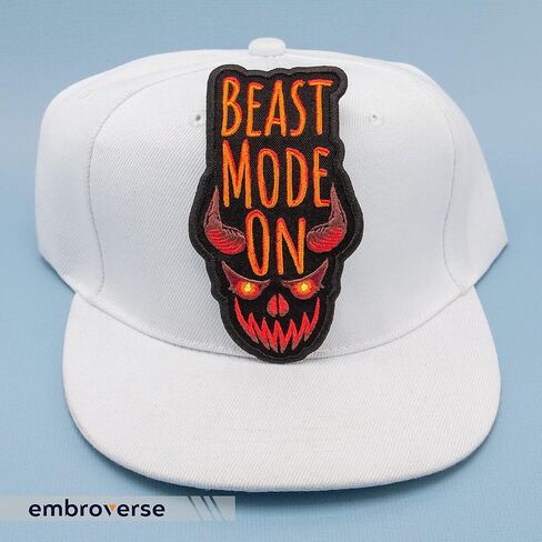 امبروفيرس Beast Mode ON Patch - اقتباسات مضحكة مطرزة بنص - شعار الكي على الرقع - المقاس: 6.9 × 12.7 سم in Kuwait