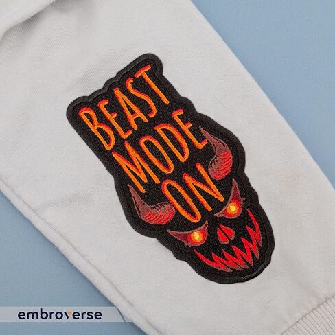 امبروفيرس Beast Mode ON Patch - اقتباسات مضحكة مطرزة بنص - شعار الكي على الرقع - المقاس: 6.9 × 12.7 سم in Kuwait