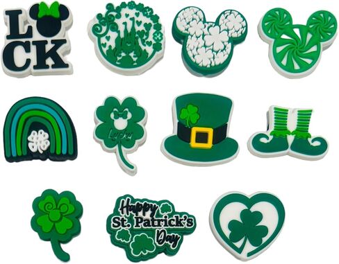11 قطعة من ملحقات حذاء Saint Patrick's Day Green Lucky من إكسسوارات الأحذية المشبكية للأطفال in Saudi Arabia