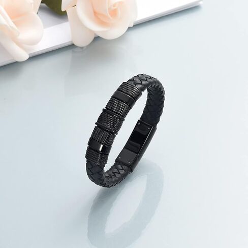 Urn Bracelet for Ashes for Women Men Cremation Jewelry Men's Braided Leather Urn Bracelet Cremation Bracelet Bangle Keepsake Jewelry in Kuwait