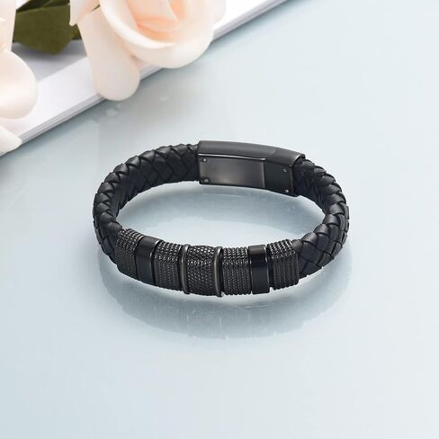 Urn Bracelet for Ashes for Women Men Cremation Jewelry Men's Braided Leather Urn Bracelet Cremation Bracelet Bangle Keepsake Jewelry in Kuwait