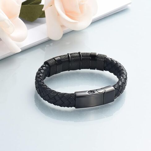 Urn Bracelet for Ashes for Women Men Cremation Jewelry Men's Braided Leather Urn Bracelet Cremation Bracelet Bangle Keepsake Jewelry in Kuwait