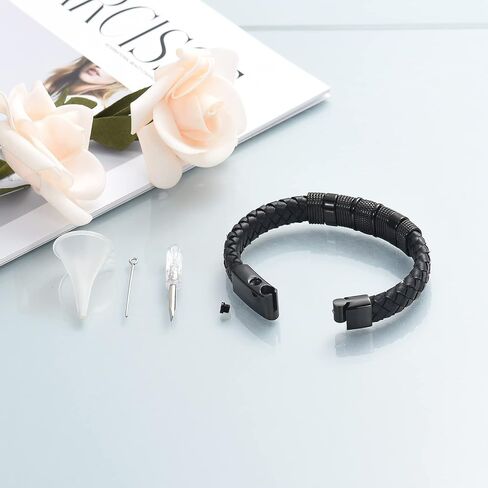 Urn Bracelet for Ashes for Women Men Cremation Jewelry Men's Braided Leather Urn Bracelet Cremation Bracelet Bangle Keepsake Jewelry in Kuwait