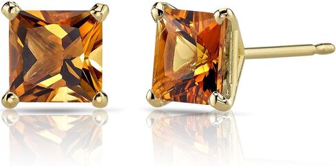 14K Yellow Gold Princess Cut 2.00 Carats Citrine Stud Earrings in Saudi Arabia