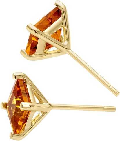 14K Yellow Gold Princess Cut 2.00 Carats Citrine Stud Earrings in Saudi Arabia