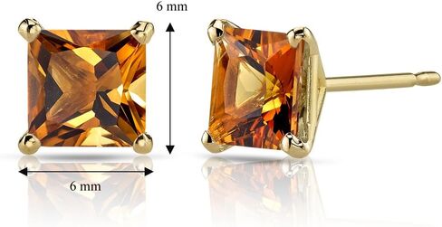14K Yellow Gold Princess Cut 2.00 Carats Citrine Stud Earrings in Saudi Arabia
