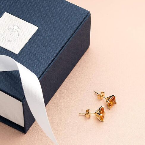 14K Yellow Gold Princess Cut 2.00 Carats Citrine Stud Earrings in Saudi Arabia