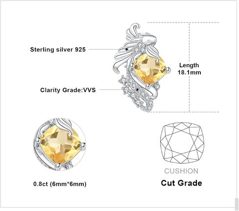 JewelryPalace Lucky Koi Fish Cushion Genuine Citrine Stud Earrings Gemstone Jewelry Set 14K White Gold 925 Sterling Silver, Metal, Citrine in Saudi Arabia