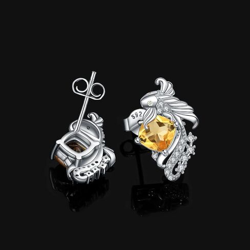 JewelryPalace Lucky Koi Fish Cushion Genuine Citrine Stud Earrings Gemstone Jewelry Set 14K White Gold 925 Sterling Silver, Metal, Citrine in Saudi Arabia