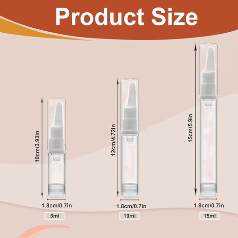 Airless Pump Jars 9 Pack Travel Air Pump Bottles Eye Cream Moisturizer Dispenser Foundation Container Empty Refillable Cosmetic for Travel size Lotions Liquid Toners Samples(5ml+10ml+15ml) in Kuwait