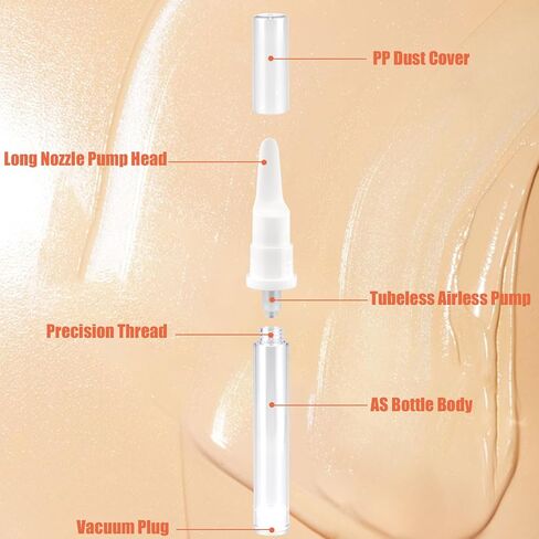 Airless Pump Jars 9 Pack Travel Air Pump Bottles Eye Cream Moisturizer Dispenser Foundation Container Empty Refillable Cosmetic for Travel size Lotions Liquid Toners Samples(5ml+10ml+15ml) in Kuwait