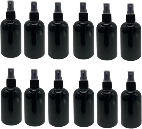 Natural Farms 4 oz Black Boston BPA FREE Bottles - 12 Pack Empty Refillable Containers - Essential Oils Cleaning Products - Aromatherapy | Black Fine Mist Sprayers - Made in the USA in Saudi Arabia