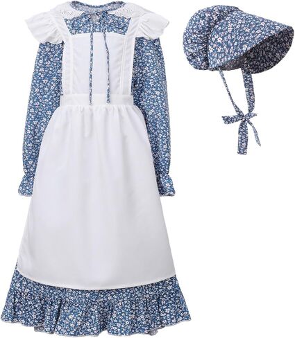 Auidy_6TXD زي الاستعماري فستان بايونير البراري البوليستر المطبوع زي للفتيات مدرسة اللباس لعب الأدوار in Kuwait