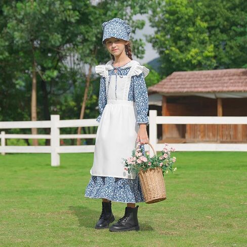 Auidy_6TXD زي الاستعماري فستان بايونير البراري البوليستر المطبوع زي للفتيات مدرسة اللباس لعب الأدوار in Kuwait