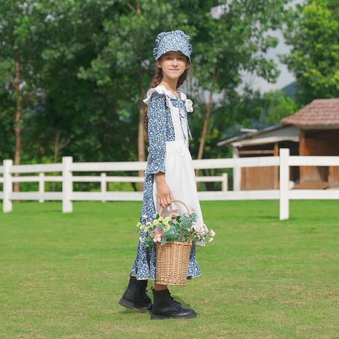 Auidy_6TXD زي الاستعماري فستان بايونير البراري البوليستر المطبوع زي للفتيات مدرسة اللباس لعب الأدوار in Kuwait