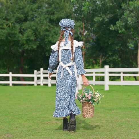 Auidy_6TXD زي الاستعماري فستان بايونير البراري البوليستر المطبوع زي للفتيات مدرسة اللباس لعب الأدوار in Kuwait