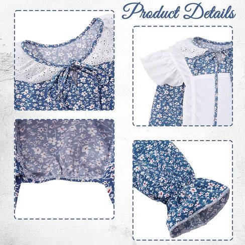 Auidy_6TXD زي الاستعماري فستان بايونير البراري البوليستر المطبوع زي للفتيات مدرسة اللباس لعب الأدوار in Kuwait