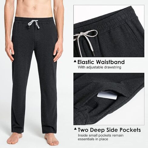 maamgic Mens Sweatpants Yoga Pants Open Bottom Sweat Pants Male Lounge Pants with Zip Pockets in Saudi Arabia