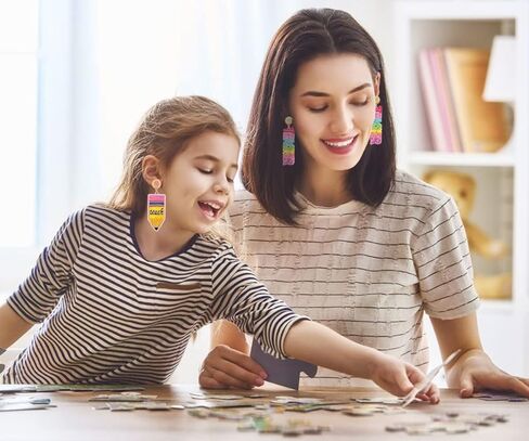 2/3 Pairs Pencil Earrings Teacher Earrings for Women Rhinestone Beaded Dangle Drop Earrings Colorful Teacher Appreciation Gift Back To School Jewelry Set in Saudi Arabia
