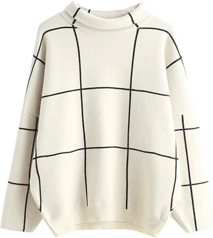 بلوفر نسائي من Futurino برقبة عالية وياقة مدورة ونمط شبكي in Kuwait