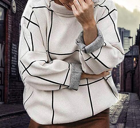 بلوفر نسائي من Futurino برقبة عالية وياقة مدورة ونمط شبكي in Kuwait