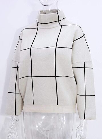 بلوفر نسائي من Futurino برقبة عالية وياقة مدورة ونمط شبكي in Kuwait