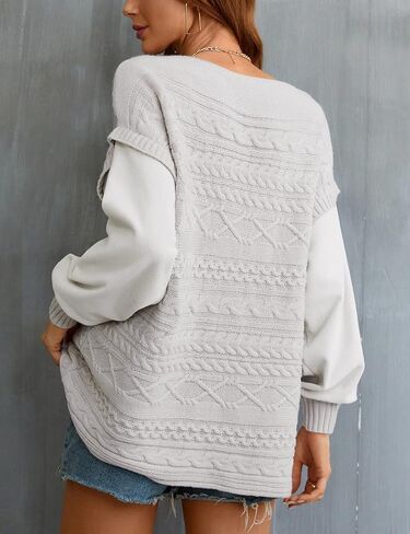 Blooming Jelly Womens Oversizzed Sweater Off The Shoulder Chunky Cable Knit Casual Fall Pullover Top in Saudi Arabia