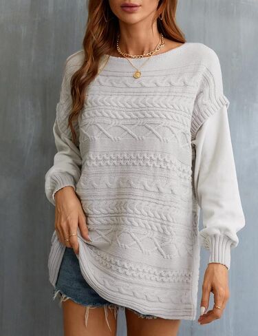 Blooming Jelly Womens Oversizzed Sweater Off The Shoulder Chunky Cable Knit Casual Fall Pullover Top in Saudi Arabia