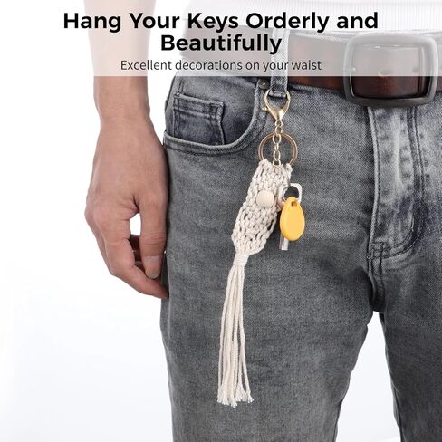 Toyoget 24 Pieces Boho Macrame Keychains, Handcrafted Tassel Key Chains, Aesthetic Keychains with Tassel for Car Key Purse Phone Wallet Party Supplies in Kuwait