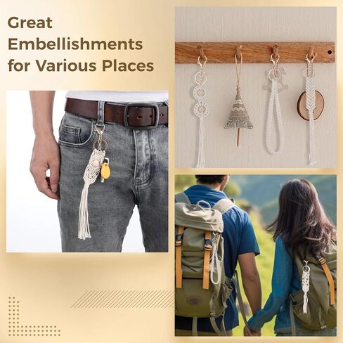 Toyoget 24 Pieces Boho Macrame Keychains, Handcrafted Tassel Key Chains, Aesthetic Keychains with Tassel for Car Key Purse Phone Wallet Party Supplies in Kuwait