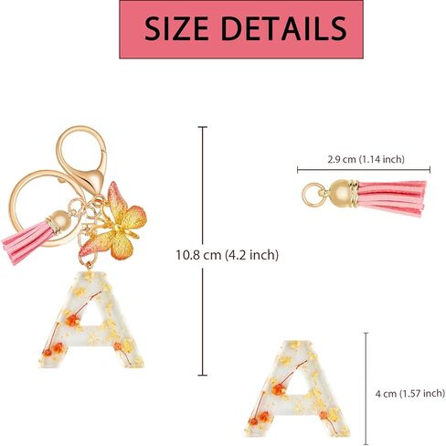 Annrybor العصرية الحروف الأبجدية الأولية المفاتيح السوداء شرابة زهرة لطيف حلقة رئيسية للمحفظة الملحقات هدية النساء الفتيات in Kuwait
