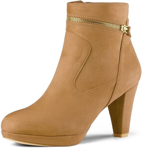 Allegra K Women's Round Toe Ankle Mid Heel Boots in Saudi Arabia