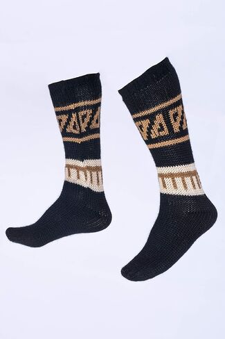 Gamboa Alpaca Socks Warm Winter Alpaca Socks - Unisex - Yellow with Andean Designs in Saudi Arabia
