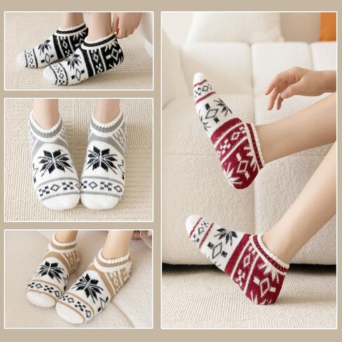 جوارب شبشب للكاحل من هوانشا للنساء مع مقابض، جورب شبشب نسائي غامض للشتاء الدافئ غير قابل للانزلاق، جوارب شبشب مستشفى مبطنة بالصوف السميك غير قابلة للانزلاق مقاس 5 إلى 8 من أجل راحة داخلية in Kuwait