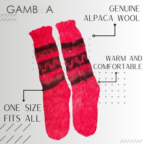 Gamboa Alpaca Socks Warm Winter Alpaca Socks - Unisex - Yellow with Andean Designs in Saudi Arabia