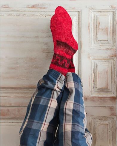 Gamboa Alpaca Socks Warm Winter Alpaca Socks - Unisex - Yellow with Andean Designs in Saudi Arabia
